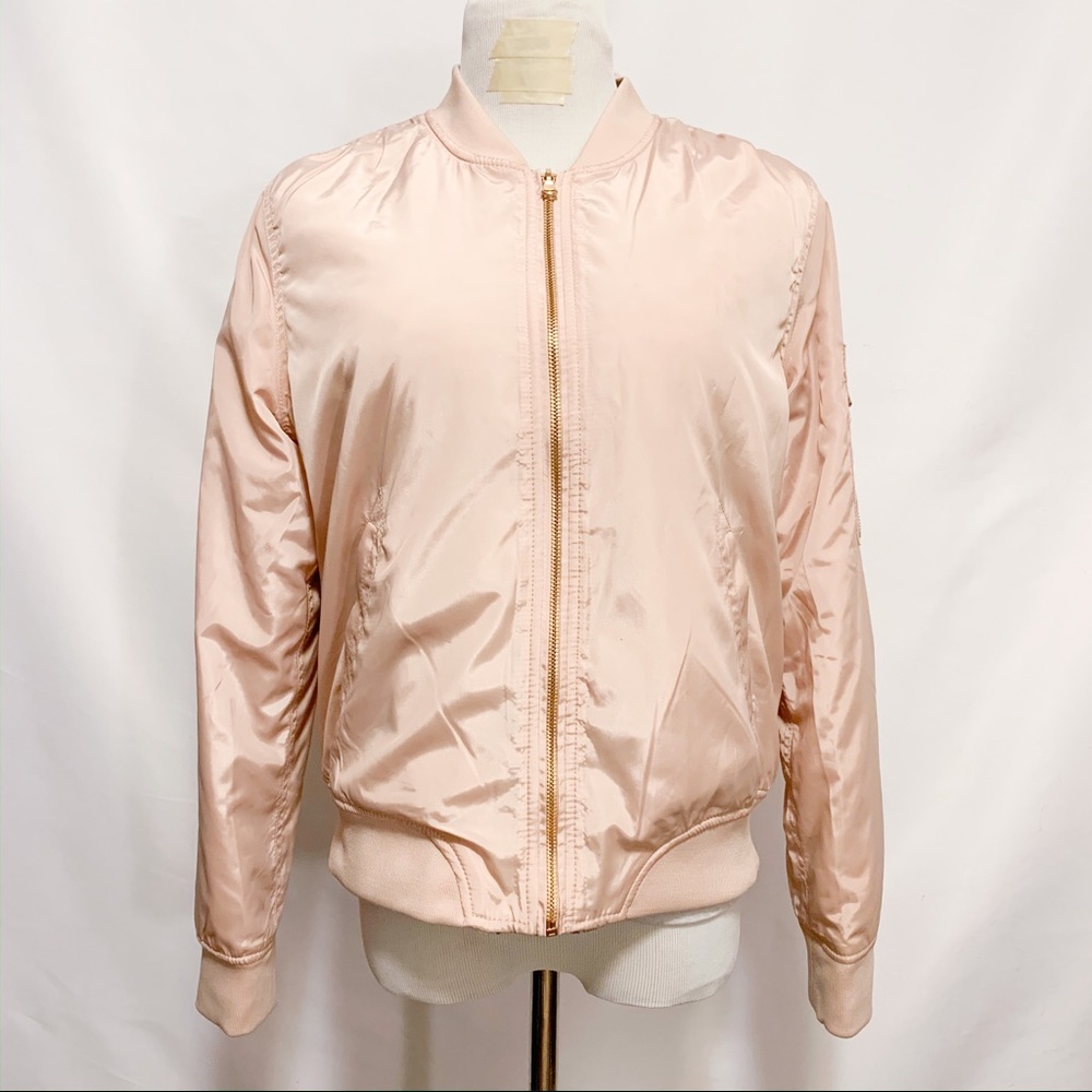 Ci Sono Rose Gold Fabric Bomber Jacket
